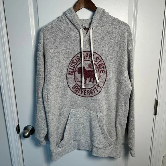 MV Sport Mississippi State University Bulldogs Hoodie Grey Knit Mens Large - Picture 2 of 7